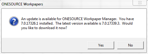 Screen capture showing the pop-up notifying you about an upgrade.